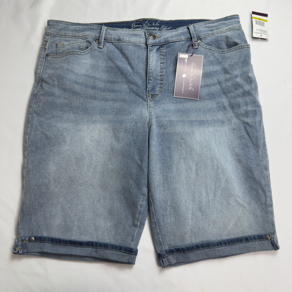 Gloria Vanderbilt Denim Shorts Midrise Bermuda Womens Size 14 Zermatt w/Whiskers